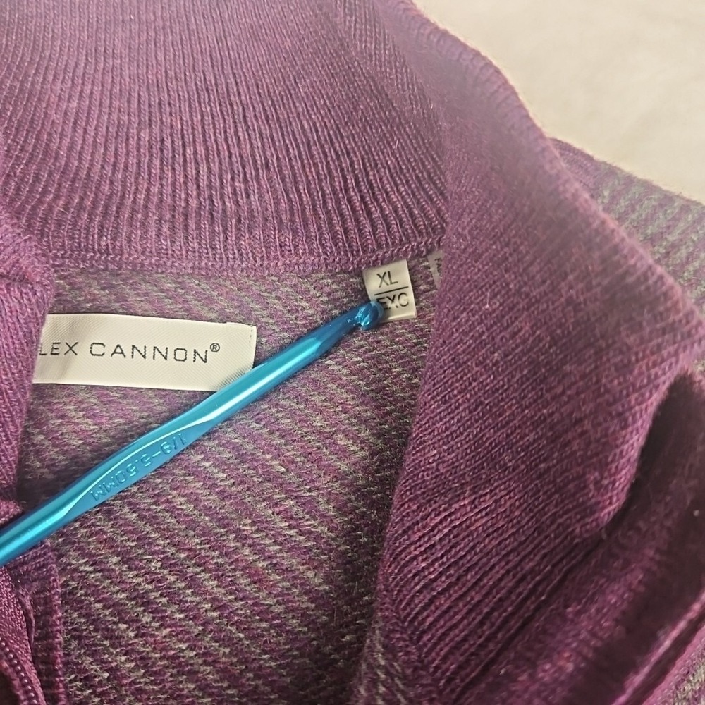 Alex Cannon Fine Lamb/Cashmere Wool Sweater Mens XL Lavender 1/4 Zip Luxury - Picture 3 of 8